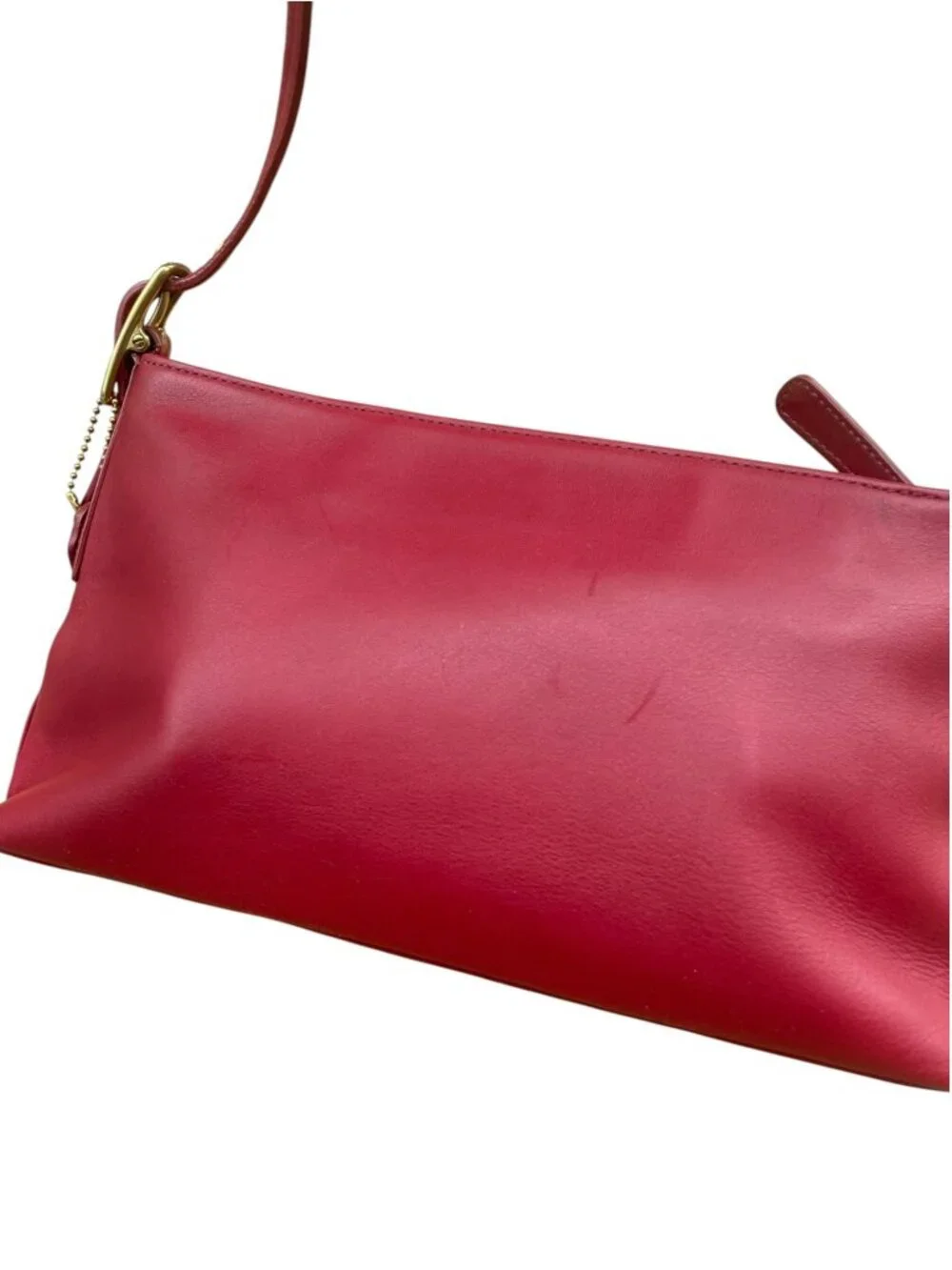Vintage Coach Red Leather Legacy Shoulder Bag - Style #9861 * Flaw*  90's mini - Picture 9 of 16